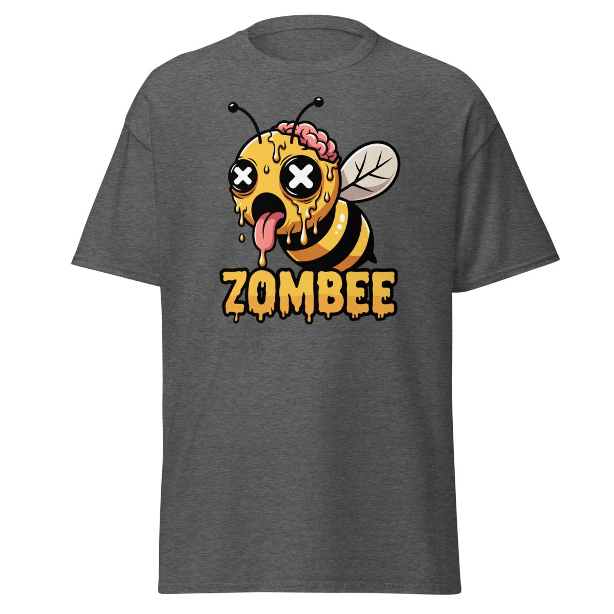 Zombee Zombie Bee T-Shirt - Funny Horror Cartoon Tee - Dark Heather - TeeRipple