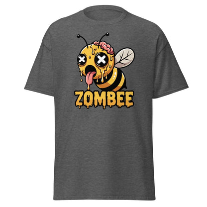 Zombee Zombie Bee T-Shirt - Funny Horror Cartoon Tee - Dark Heather - TeeRipple