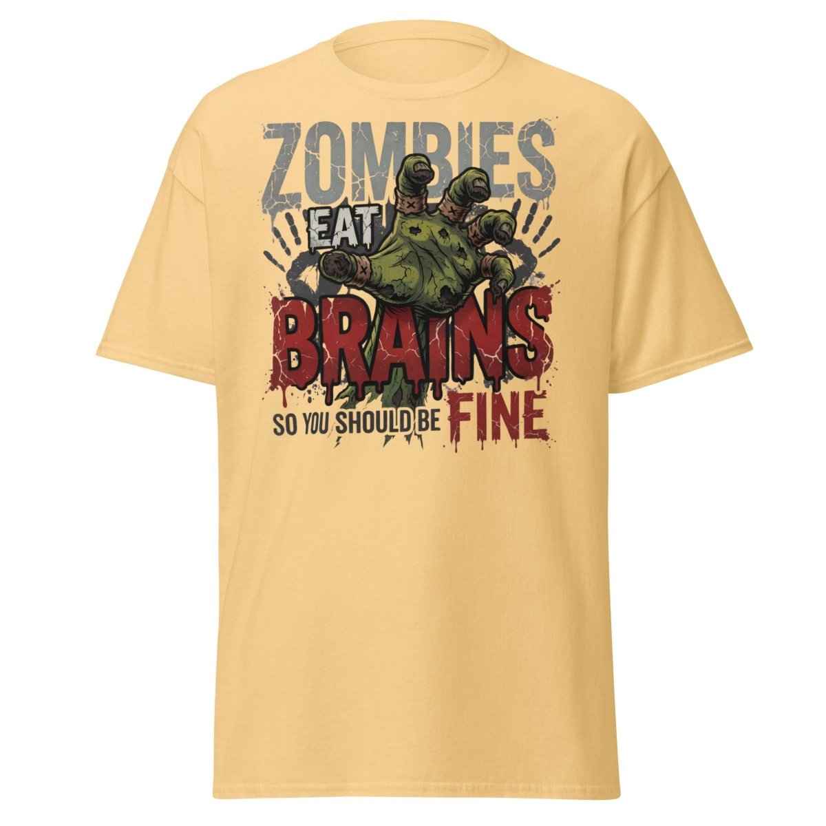 Zombies Eat Brains T-Shirt Funny Zombie Humor Tee - Yellow Haze - TeeRipple