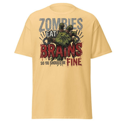 Zombies Eat Brains T-Shirt Funny Zombie Humor Tee - Yellow Haze - TeeRipple