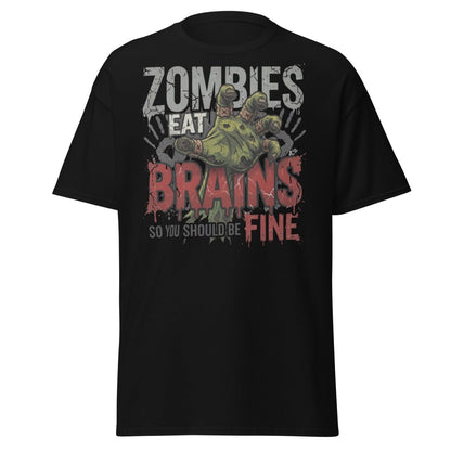Zombies Eat Brains T-Shirt Funny Zombie Humor Tee - Black - TeeRipple