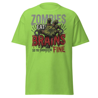 Zombies Eat Brains T-Shirt Funny Zombie Humor Tee - Lime - TeeRipple