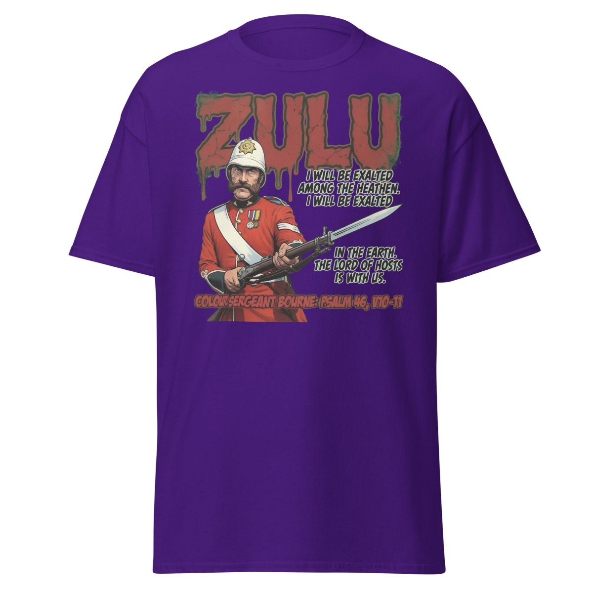 Zulu Colour Sergeant Bourne T-Shirt – Psalm 46 Military Tee - Purple - TeeRipple