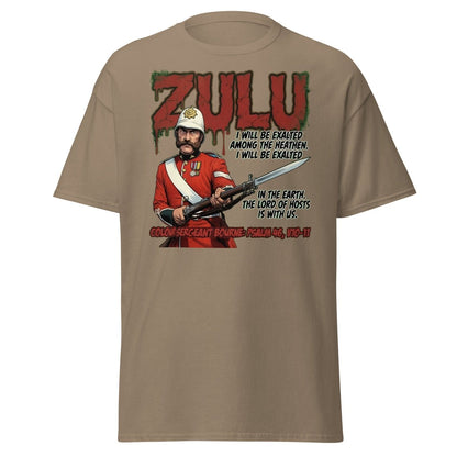 Zulu Colour Sergeant Bourne T-Shirt – Psalm 46 Military Tee - Brown Savana - TeeRipple