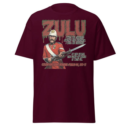 Zulu Colour Sergeant Bourne T-Shirt – Psalm 46 Military Tee - Maroon - TeeRipple