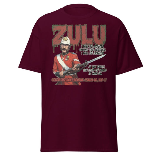 Zulu Colour Sergeant Bourne T-Shirt – Psalm 46 Military Tee - Maroon - TeeRipple